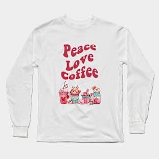 Retro Valentine Coffee Shirt for Women Long Sleeve T-Shirt